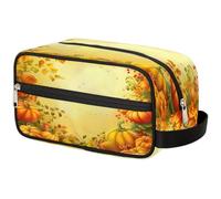 GeMeFv Trousse de toilette à suspendre avec feuilles de citrouille d'automne - Portable - Grande capacité - Pour homme et femme, Automne feuilles de citrouille d'automne, 10.5×4.4×5.3 in