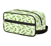 GeMeFv Trousse de toilette à suspendre avec légumes verts - Trousse de maquillage portable de voyage - Grande capacité - Pour homme et femme, Pois aux légumes verts, 10.5×4.4×5.3 in
