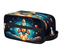 GeMeFv Trousse de toilette à suspendre avec motif fusée et planète - Portable - Grande capacité - Pour homme et femme, Planète spatiale fusée dessin animé, 10.5×4.4×5.3 in