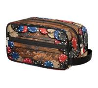 GeMeFv Trousse de toilette à suspendre avec motif planche à frites, trousse de maquillage de voyage, trousse de rasage de grande capacité pour homme et femme, Motif panneau de copeaux, 10.5×4.4×5.3 in