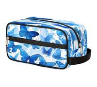 GeMeFv Trousse de toilette à suspendre avec papillons bleus - Trousse de maquillage portable de voyage - Grande capacité - Pour homme et femme, Papillons bleus., 10.5×4.4×5.3 in