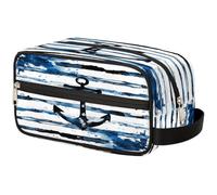GeMeFv Trousse de toilette aquarelle nautique à suspendre - Trousse de maquillage portable de voyage - Grande capacité - Pour homme et femme, Ancre nautique aquarelle, 10.5×4.4×5.3 in