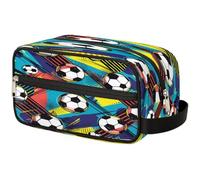 GeMeFv Trousse de toilette colorée de football à suspendre, trousse de maquillage portable, trousse de maquillage de voyage grande capacité pour homme et femme, Football coloré, 10.5×4.4×5.3 in