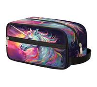 GeMeFv Trousse de toilette licorne cheval à suspendre, trousse de maquillage portable de voyage grande capacité pour homme et femme, Cheval licorne, 10.5×4.4×5.3 in