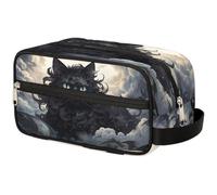 GeMeFv Trousse de toilette motif chat noir abstrait à suspendre, trousse de maquillage de voyage portable, grande capacité, sac de rasage pour homme et femme, Chat noir abstrait, 10.5×4.4×5.3 in