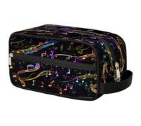GeMeFv Trousse de toilette noire avec symbole musical coloré à suspendre, trousse de maquillage de voyage, grande capacité, sac de rasage pour homme et femme, Symbole musical coloré noir, 10.5×4.4×5.3