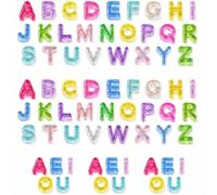 Gemejutor 67 Perles de Lettres majuscules, 2 Jeux A-Z + Voyelles Extra | Perles acryliques à gros trous, 2 sets A-Z + 3 sets supplémentaires A E I O U, idéales pour bijoux DIY personnalisés.
