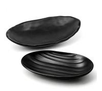Gemejutor Boîte à Clés Ovale Mat Noire 2 Tailles (19x12,5x4cm + 21x13x3cm) Rangement Clés Monnaie et Petits Objets Décoration Intérieure Minimaliste