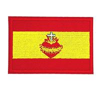 Gemelolandia | Patch de la Hotfix drapeau de Espagne sacré cœur 7cm | Facile à Mettre sur des Vestes, des Maillots, des Chemises et des Objets en Tissu | Taille Unique