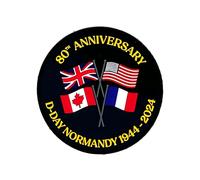 Gemelolandia | Patch PVC Hook and Loop 80e Anniversaire D-Day avec Drapeaux - Edition Limitée - 8x8cm - Idéal pour les sacs à dos et les vêtements