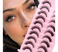GEMERRY 10 paires de Faux cils 3D Oeil de Chat, Volume moelleux Curly Cat-Eye Cils artificiels Look Naturel, Réutilisables 3D Faux cils de maquillage faits main(XH03)
