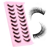 GEMERRY 10 paires de Faux cils 3D Oeil de Chat, Volume moelleux Curly Cat-Eye Cils artificiels Look Naturel, Réutilisables 3D Faux cils de maquillage faits main(A001)