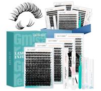 GEMERRY 7PCS Faux Cils Kit 40D+50D+100D+200D+Bond&Seal+Pince+Remover | 10-18 mm D Curl Lash Cluster Kit Extension Cils