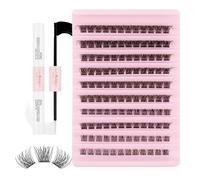 GEMERRY Faux Cils Individuel Bande Transparente Extension de Cils Naturel Cluster Lashes avec Colle Faux Cils Bouquet Volume Russe DIY à la Maison Cils Individuels(MHL08-KIT)