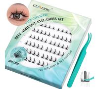GEMERRY Kit Extension Cils Auto-adhésifs Réutilisables Faux Cils Individuels Extension Cils Cluster 10-16MM Auto Adhesif Bouquet Cils avec Colle DIY Extension Kit avec Pince Cils Kit(Style-XYT02）