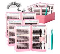 GEMERRY Kit Faux Cils Individuel 30D+40D+50D+60D+80D+100D 1695PCS Extension Cils Bouquet Volume Russian Colle et Scellements Applicateur Pince Crème Remover D Curl 8-16mm Individual Lashes Kit