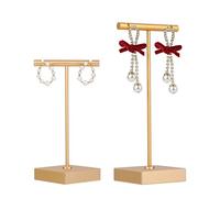 GemeShou 2 porte-oreilles en métal, supports T-bar en or pour l'exposition d'oreilles, mini-crochets pour la photographie de bijoux, organisateur pour le rangement d'oreilles【Or】