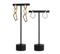 GemeShou 2 supports T-bar noir pour l'exposition d'oreilles, porte-oreilles en métal pour bijoux au détail, accessoires de photo de bijoux petits pour la présentation【Noir】
