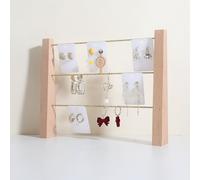 GemeShou 3 niveaux supports expo oreilles bois hêtre vente, étagère bijoux bois, organisateur oreilles, porte-oreilles laiton 42 trous épingles, suspendues & cercle【Hêtre】