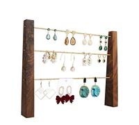 GemeShou 3 niveaux supports expo oreilles bois noyer vente, étagère bijoux bois, organisateur oreilles, porte-oreilles laiton 42 trous épingles, suspendues & cercle【bois de noyer】