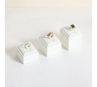 GemeShou 3 supports bagues blanc, support expo bagues bijoux PU, org. rangement bagues bijoux magasin/déco int.【Carré - 3 pcs】