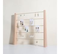GemeShou 5 niveaux supports expo oreilles bois hêtre vente, étagère bijoux bois, organisateur oreilles, porte-oreilles laiton 30 cartes PVC épingles【Hêtre 5 niveaux】