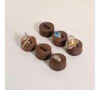 GemeShou 6 pièces d'organisateurs de stockage de bagues de bijoux en bois, supports avec fentes pour l'exposition des bagues au détail, petits supports de bagues de bijoux【Rond】