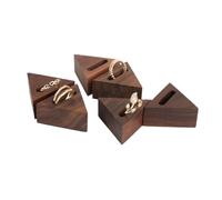 GemeShou 6 pièces d'organisateurs de stockage de bagues de bijoux en bois, supports avec fentes pour l'exposition des bagues au détail, petits supports de bagues de bijoux【triangle】