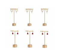GemeShou 6 supports T-bar en or pour l'exposition et la vente d'oreilles, porte-oreilles en métal, supports d'exposition petits, charmants accessoires de photo de bijoux pour【ronde】