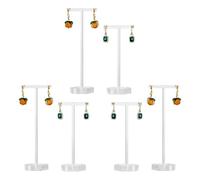 GemeShou 6 supports T expo oreilles acrylique vente, mini crochets transparents oreilles bijoux, porte-oreilles femmes, accessoires photo bijoux transparents【Sagonale】