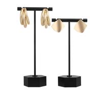 Gemeshou Black Metal 2pcs Affichage de boucle d'oreille T Stand pour le support de bijoux de barre pour la photographie de vente au detail? Base