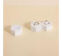 GemeShou Lot de 3 supports de présentation pour bagues blancs à vendre, Support pour bijoux en plâtre, Fentes hexagonales en plâtre 3D pour bagues - Décoration d'intérieur【hexagone】
