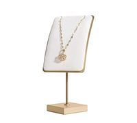 GemeShou Petit support pour collier en blanc, support d'exposition pour collier en velours, organisateur de bijoux en métal, portemanteau pour colliers et boucles d'oreilles【White】