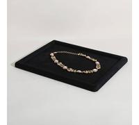 GemeShou Plateau bijoux en velours et microfibre supérieure, organisateur de rangement, vitrine vide (Noir - Moyen)