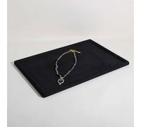 GemeShou Plateau bijoux en velours et microfibre supérieure, organisateur de rangement, vitrine vide (Noir - Grand)