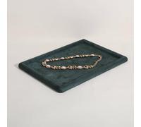 GemeShou Plateau bijoux en velours et microfibre supérieure, organisateur de rangement, vitrine vide (Vert - Moyen)