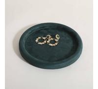 GemeShou Plateau organisateur de bijoux rond, plateau d'exposition de bijoux en microfibre supérieure en velours, plateau de vitrine pour bijoux (Vert - Moyen)