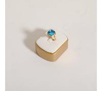 GemeShou Présentoir à bagues beige à vendre, Porte-bague avec pinces pour boutique, Mignon support avec base dorée pour comptoir 【Support à bagues-Beige】