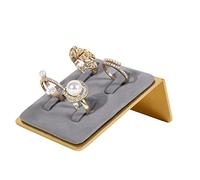 GemeShou Support pour anneau gris, petit support pour anneau en velours pour bijoux, organisateur de rangement pour anneaux de bijoux au détail【Gris】
