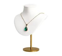 GemeShou Support pour collier en forme de buste blanc pour filles, organisateur de bijoux suspendus en velours, mannequin de petit collier, supports d'exposition pour colliers en métal 【White】