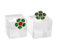 GemeShou Supports acrylique expo oreilles vente, support transparent expo bijoux, plateau anneaux transparents vente magasin【2 pièces 4L×4W×4H cm】