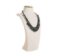 GemeShou : Supports d'exposition de colliers beige, organisateur de rangement de colliers en velours, support en forme de buste pour mannequin de collier pour magasin de boutique【Grande】