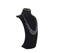 GemeShou Supports d'exposition de colliers noir, organisateur de rangement de colliers en velours, support en forme de buste for mannequin de collier pour magasin de boutique【Grande】