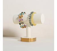 GemeShou Supports en T pour bracelets en velours à vendre, Organisateur de bracelets beige, Mignon présentoir avec base dorée pour comptoir 【Support en T-Beige】