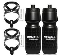 GEMFUL Support de bidon de Bouteille de Vélo avec Gourde 750 ML sans BPA aux VTT Vélo de Route 4 PCS（2 cage + 2 Gourde）