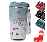 GEMFUL Tasse à café de Noël avec couvercle à vis 510 ml en acier inoxydable isotherme pour femmes, amies ou collègues
