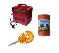 Gemi Kit Clôture Électrique Professionnel avec Électrificateur 220V + Fil 1000m 6mm² + 200 Isolateurs Fer