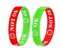 Gemi Lot de 2 bracelets en silicone pour enfants et adultes, pour la santé mentale, aide à la communication non verbale, bracelets pour enfants, jouets de gestion de la colère, fournitures scolaires