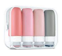 Gemice Flacons de Voyage en Silicone 60 ml, 4 Pack Étanches, Cosmétiques à Remplir, Récipient Sans BPA, Approuvé par la FDA, Pour Lotion