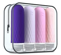 Gemice Flacons de Voyage en Silicone 90 ml, 4 Pack Flacons de Voyage à Remplir, Etanches, Flacons Cosmétiques à Remplir de Voyage, Récipient, Sans BPA, Approuvé par la FDA, Pour Remplir de Lotion